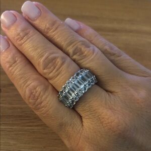 Elegant Blue Topaz & Silver Band Ring